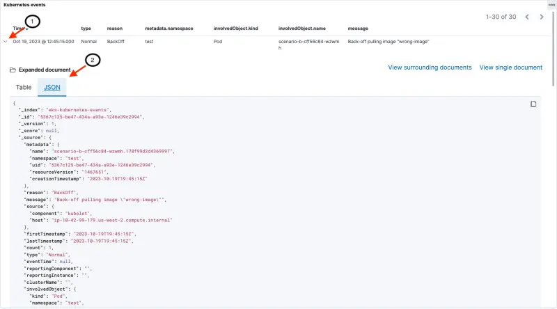 Kubernetes Events 세부 정보